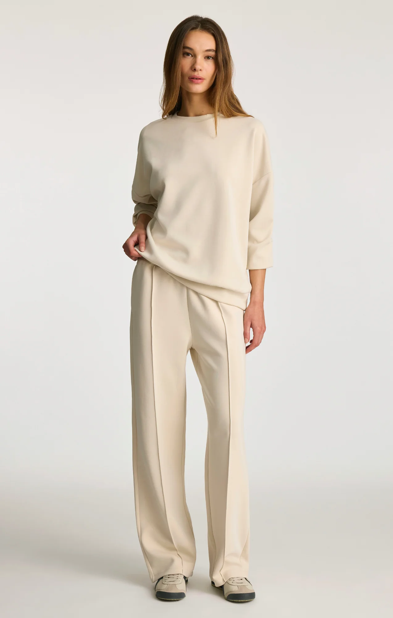 SPORTY LUXE TENCEL PANTS IN BONE WHITE