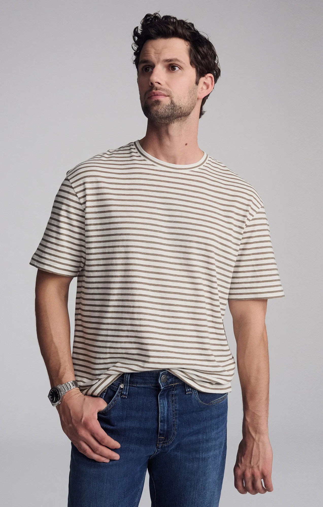 STRIPED SHORT SLEEVE T-SHIRT IN BRINDLE