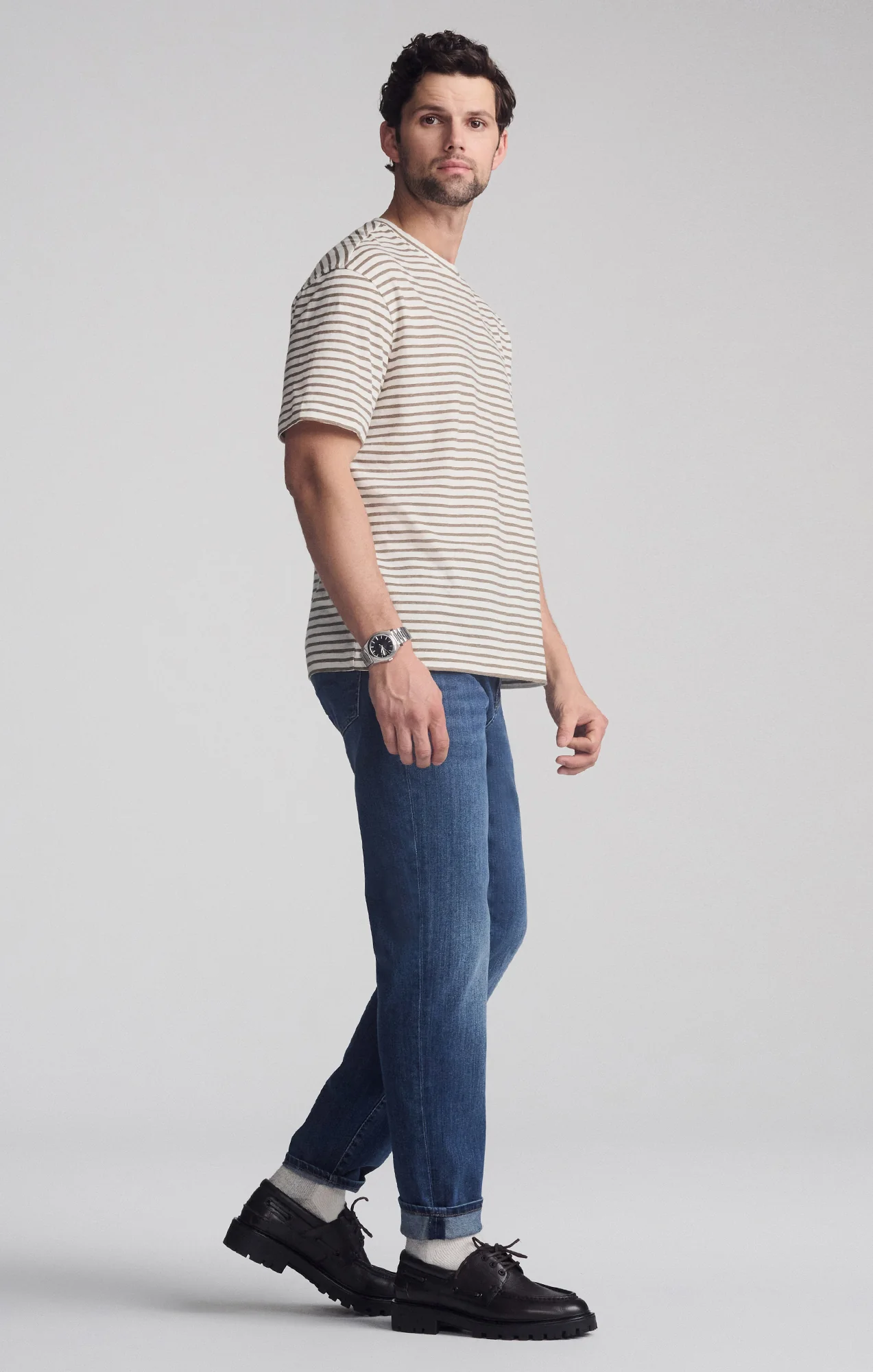 STRIPED SHORT SLEEVE T-SHIRT IN BRINDLE - Image 2