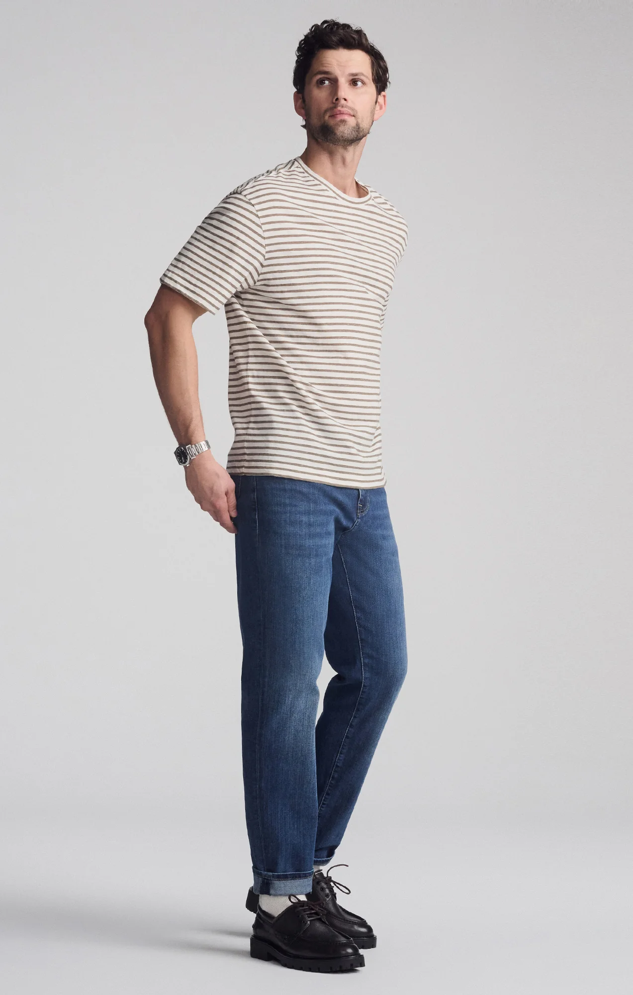 STRIPED SHORT SLEEVE T-SHIRT IN BRINDLE - Image 3
