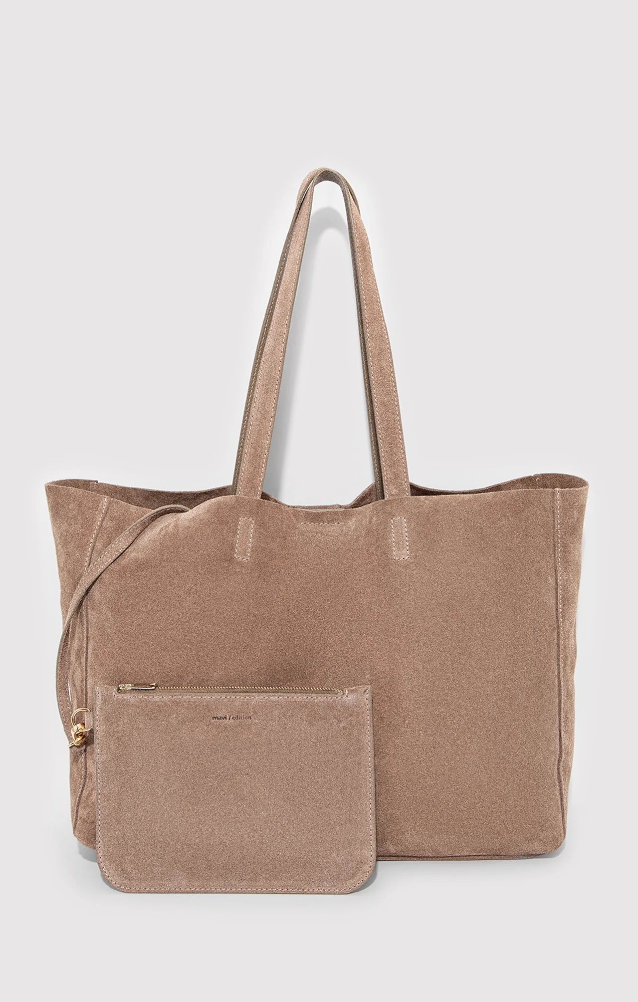 SUEDE SHOPPER BAG IN SILVER MINK - Image 2
