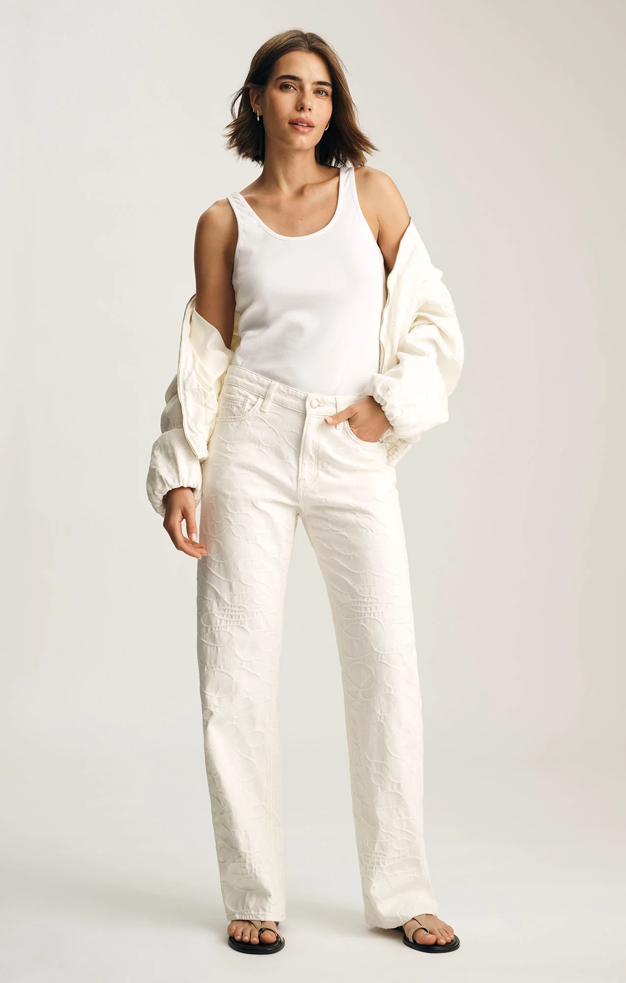 TAYLOR STRAIGHT LEG IN BEIGE EMBROIDERED DENIM