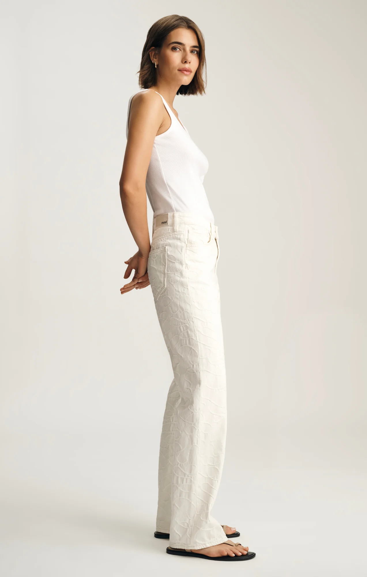 TAYLOR STRAIGHT LEG IN BEIGE EMBROIDERED DENIM - Image 2