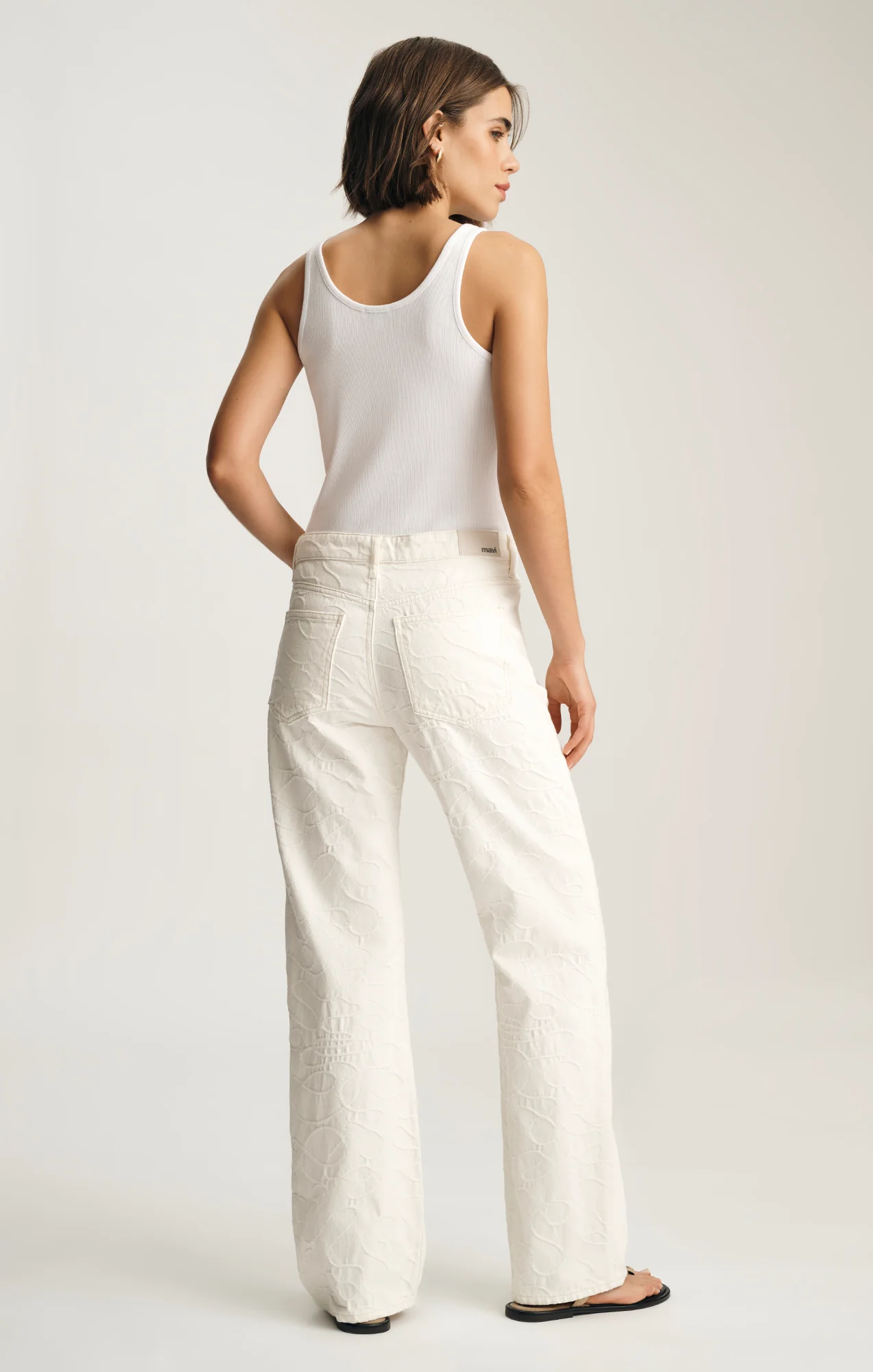 TAYLOR STRAIGHT LEG IN BEIGE EMBROIDERED DENIM - Image 3