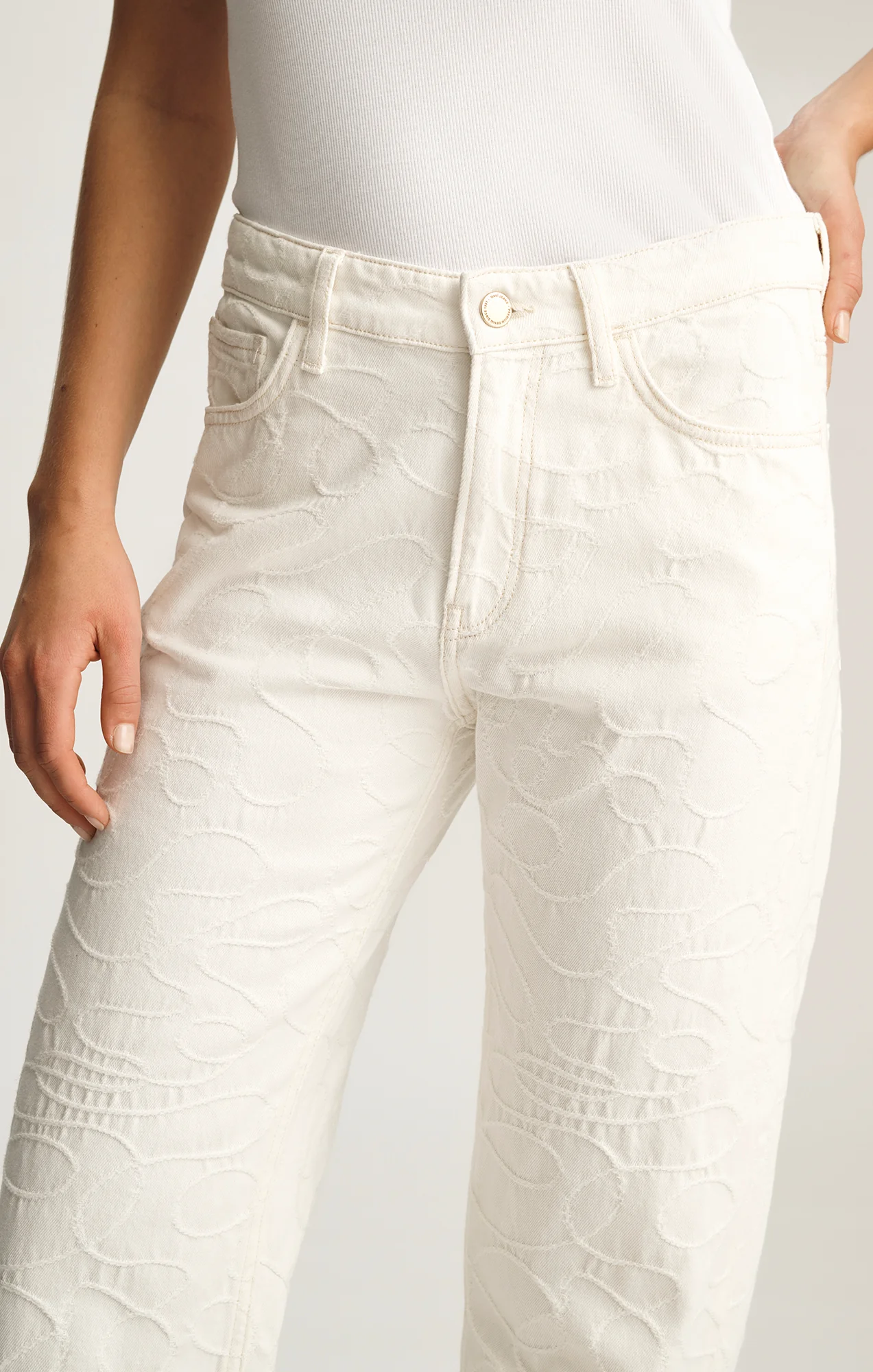 TAYLOR STRAIGHT LEG IN BEIGE EMBROIDERED DENIM - Image 5