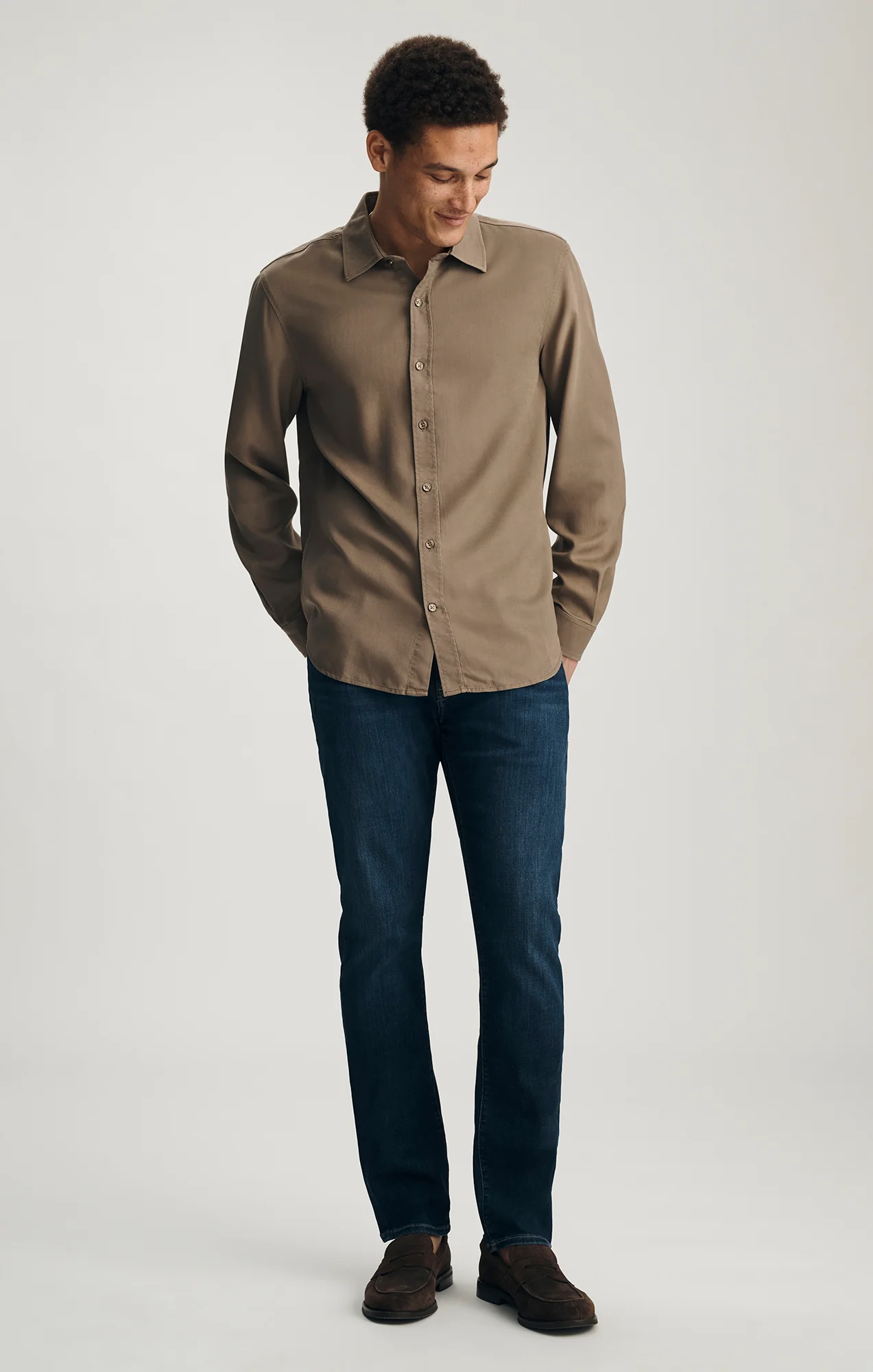 TENCEL™ BUTTON-UP SHIRT IN MOREL - Image 2