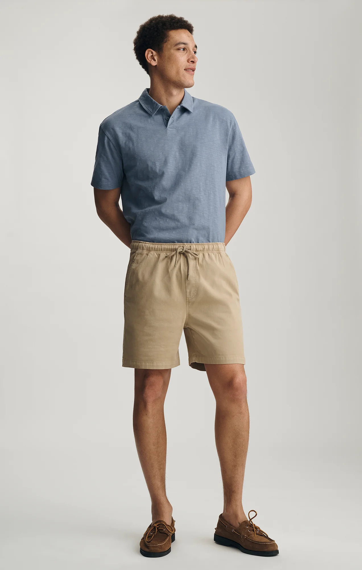 TENCEL™ DRAWSTRING 7" INSEAM SHORTS IN OLIVE GRAY