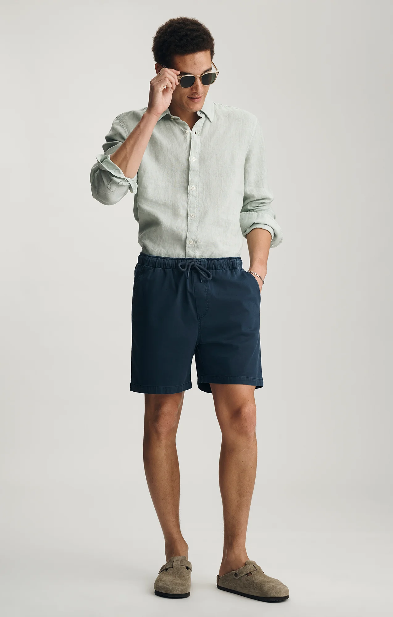 TENCEL™ DRAWSTRING 7" INSEAM SHORTS IN TOTAL ECLIPSE