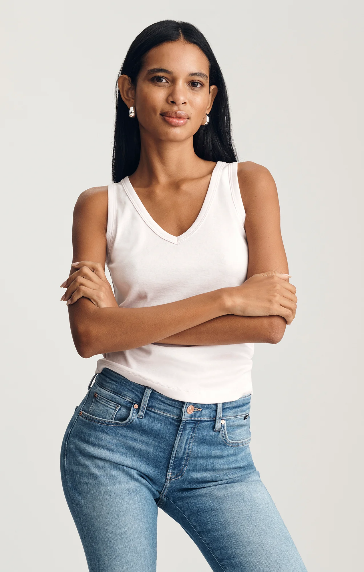 V-NECK TANK TOP IN ORCHID ICE