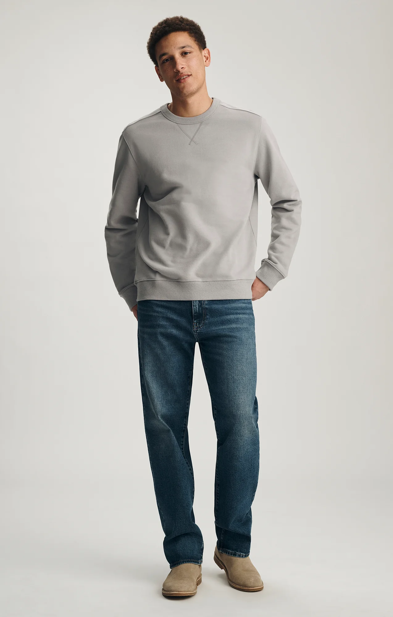 V-STITCH CREW NECK SWEATSHIRT IN ALLOY - Image 4