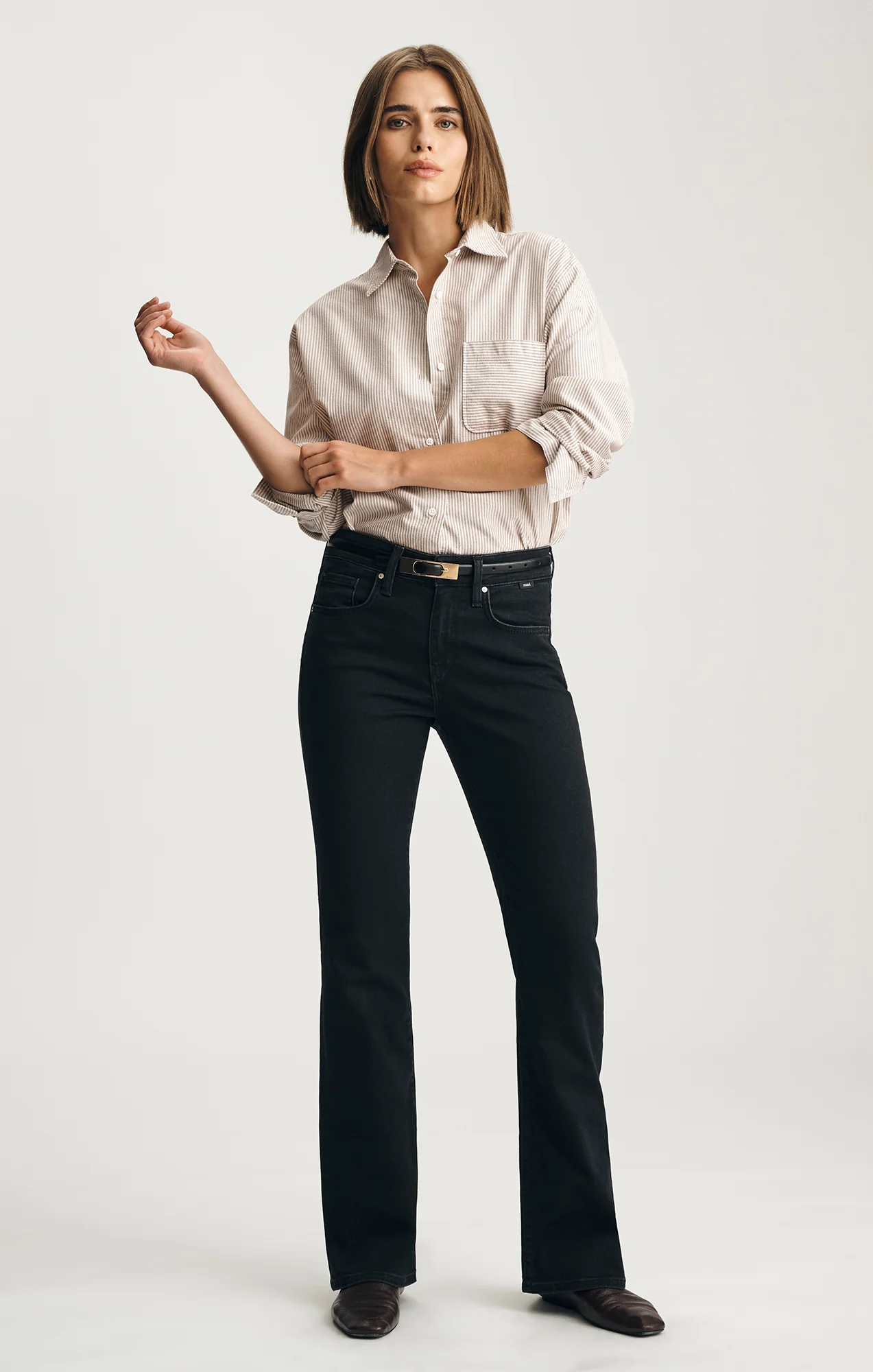 VICKY BOOTCUT IN DARK SMOKE FEATHER LUXE