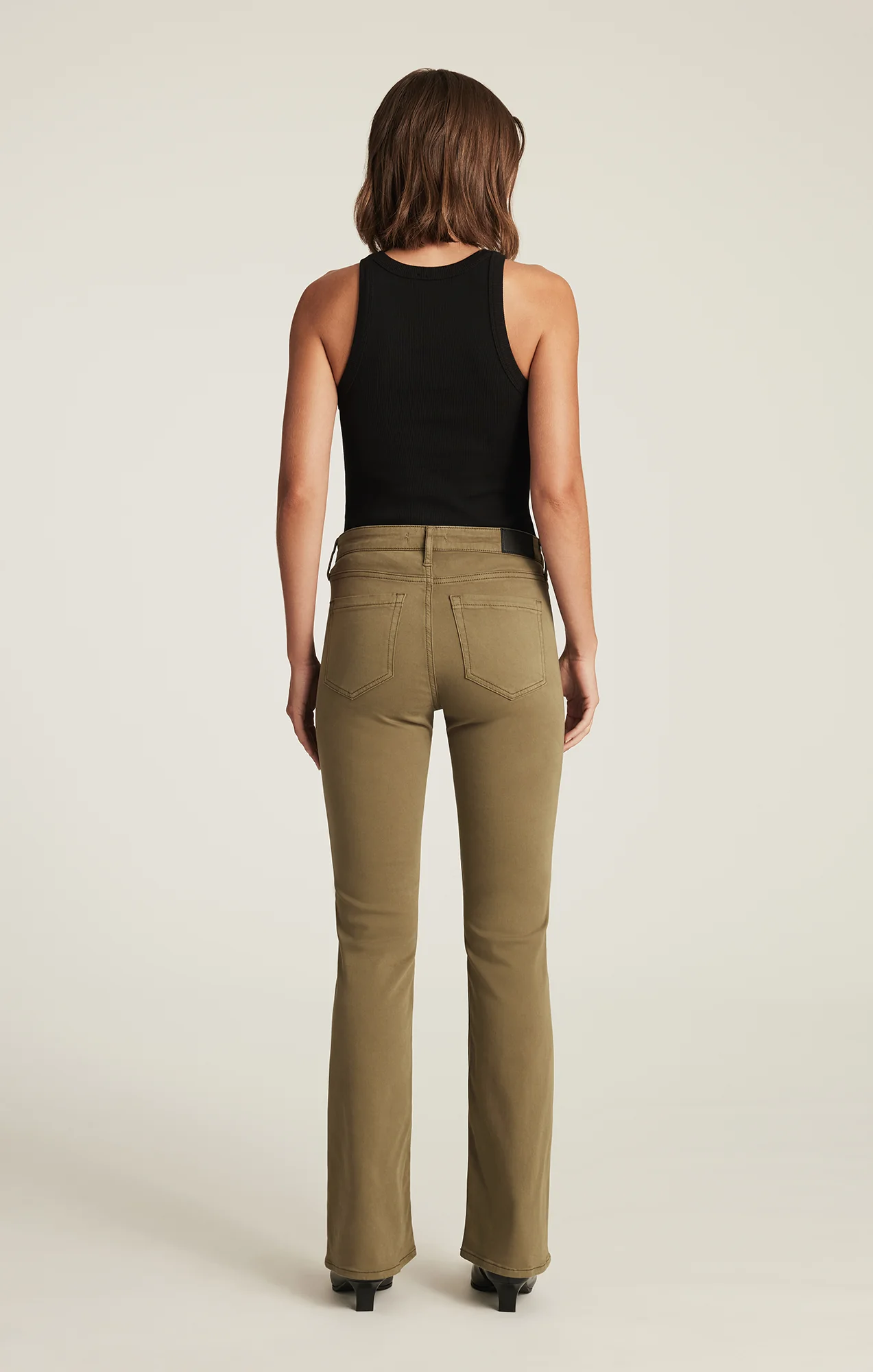 VICKY PATCH POCKET BOOTCUT IN DARK OLIVE SATEEN - Image 3