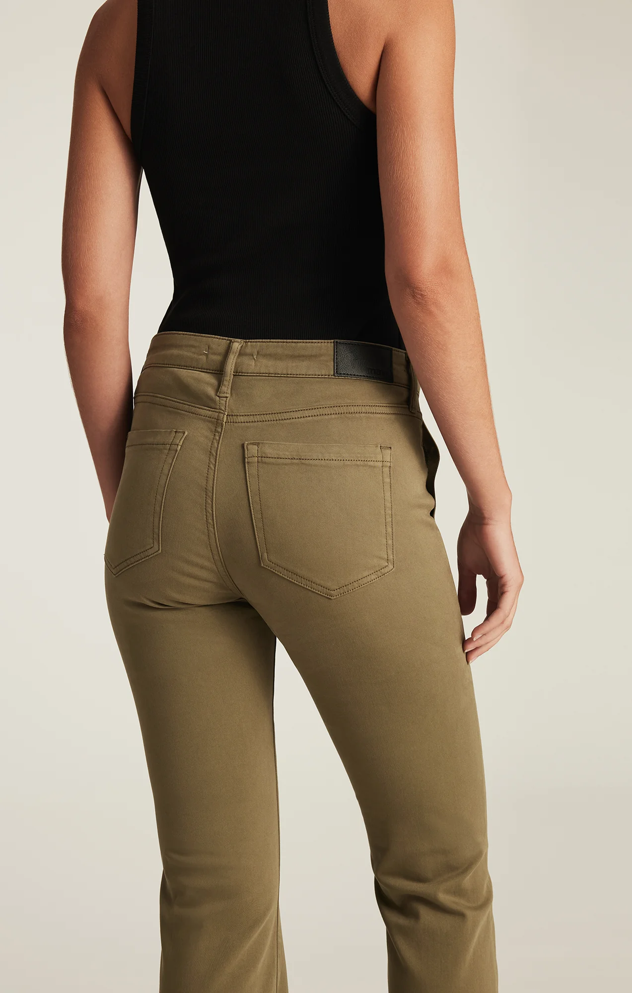 VICKY PATCH POCKET BOOTCUT IN DARK OLIVE SATEEN - Image 5