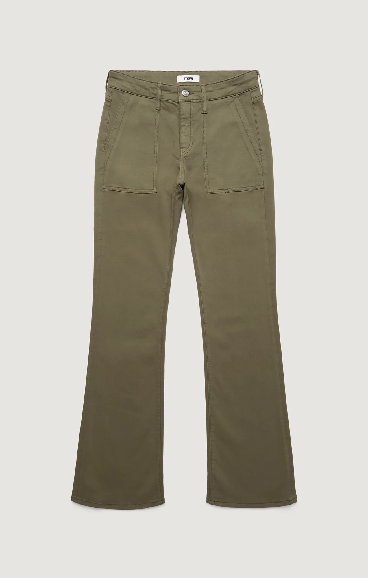 VICKY PATCH POCKET BOOTCUT IN DARK OLIVE SATEEN - Image 8