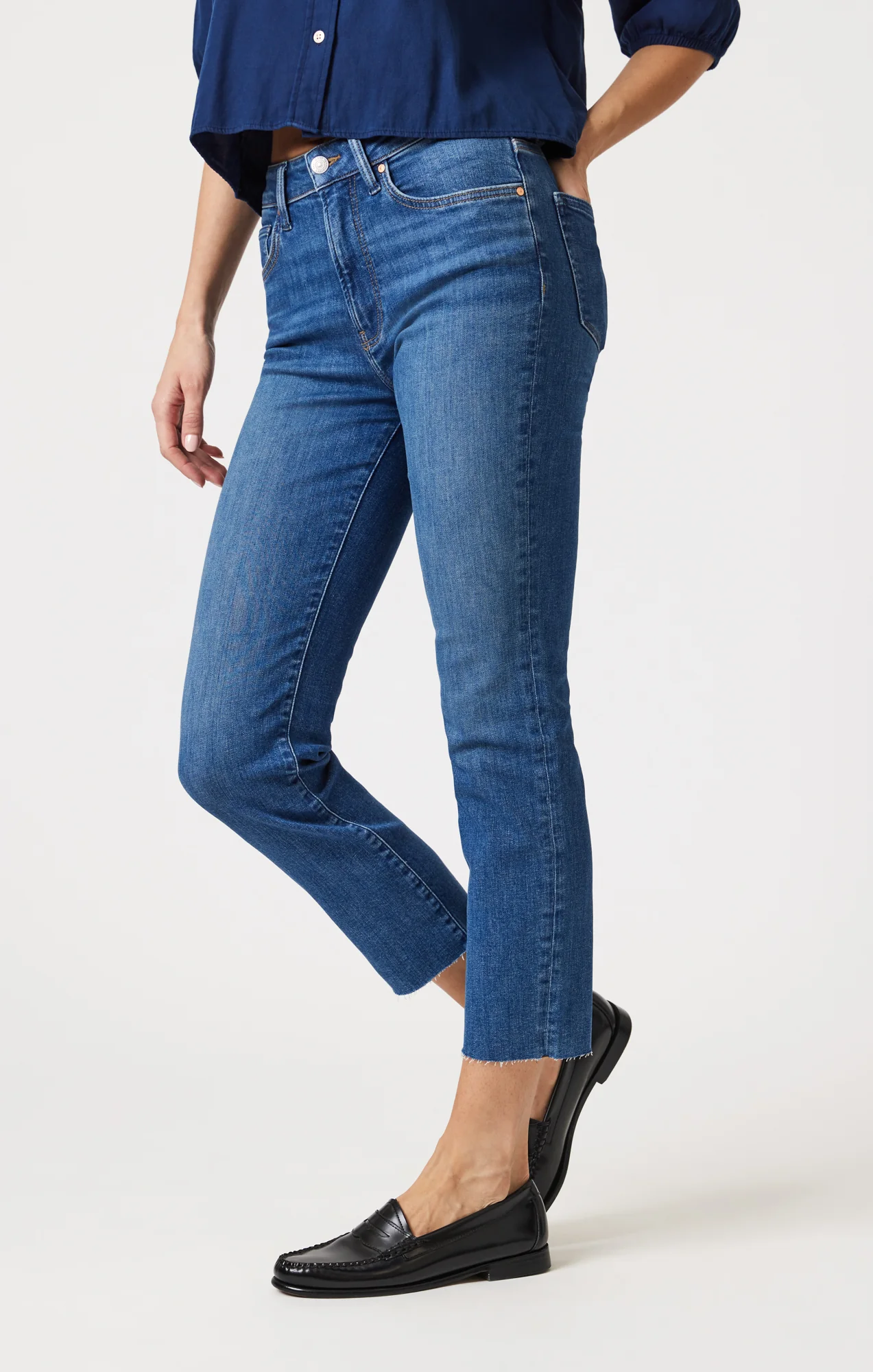 VIOLA STRAIGHT LEG IN MID BRUSHED FLEX BLUE - Image 3