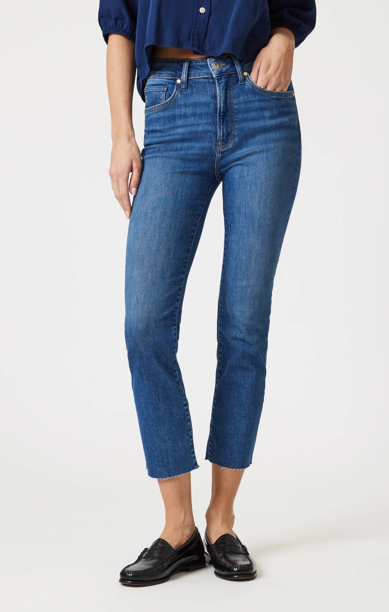 VIOLA STRAIGHT LEG IN MID BRUSHED FLEX BLUE - Image 6