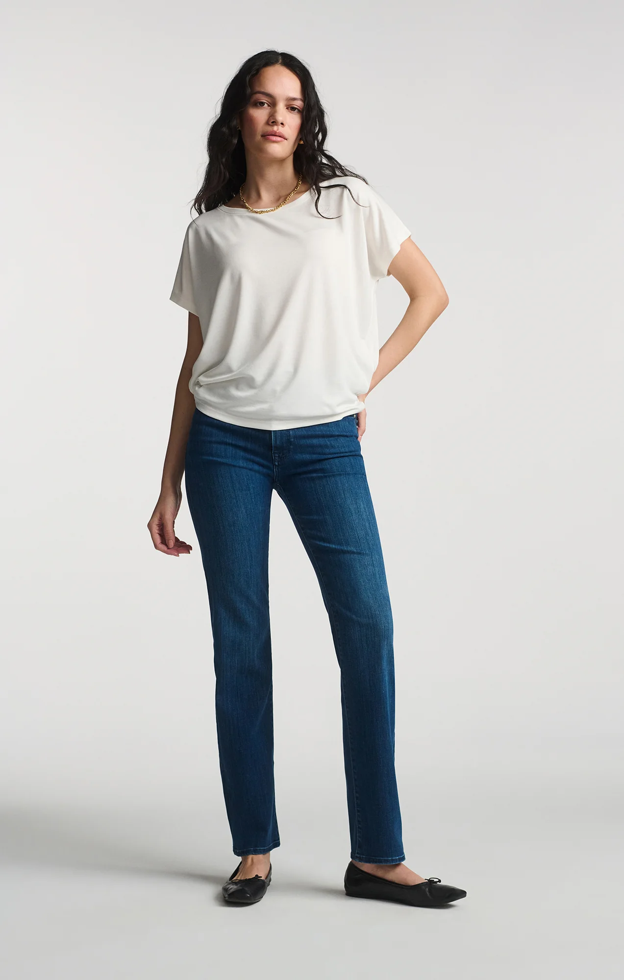 LUXE TOUCH TENCEL™ BOAT NECK T-SHIRT IN ANTIQUE WHITE - Image 6