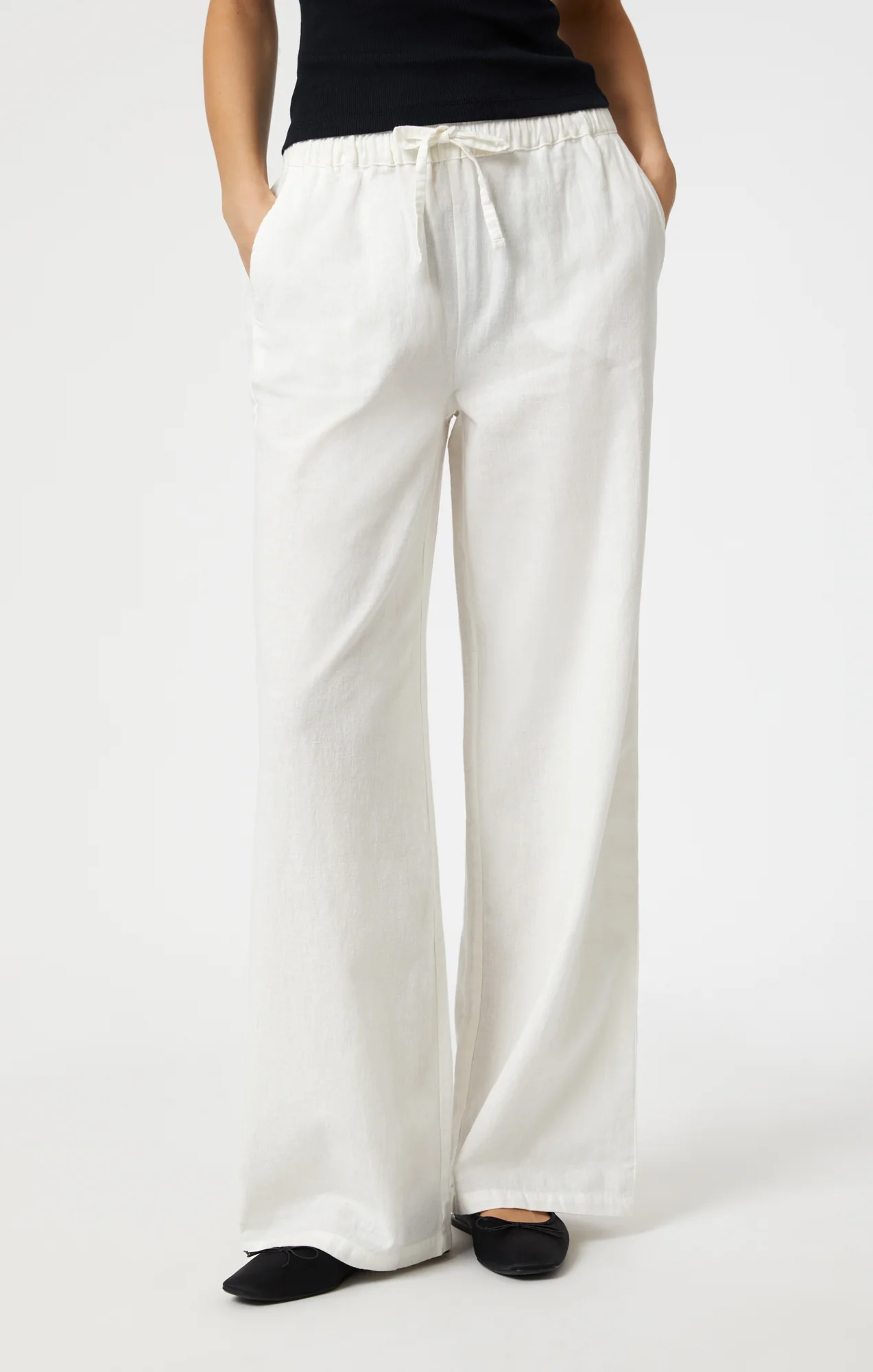 WOVEN LINEN PANTS IN WHITE - Image 3