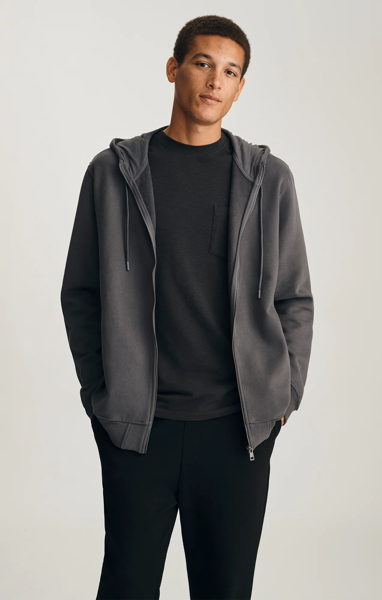 FULL ZIP HOODIE IN ASPHALT - Image 3